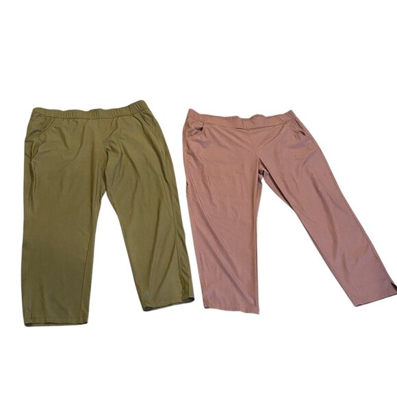 Bundle of 2 Eddie Bauer Traveler Ankle Pant Pull On XL Green & Purple #157T - Picture 1 of 5